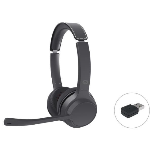 CONCEPTRONIC POLONA04B CUFFIE CON MICROFONO STEREO BLUETOOTH 5.3 CON ADATTORE BLUETOOTH CANCELLAZIONE DEL RUMORE TASTO MUTE SUL MICROFONO NERO